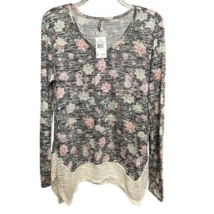 Vanity Floral Asymmetrical Knit Tunic.  NWT M.